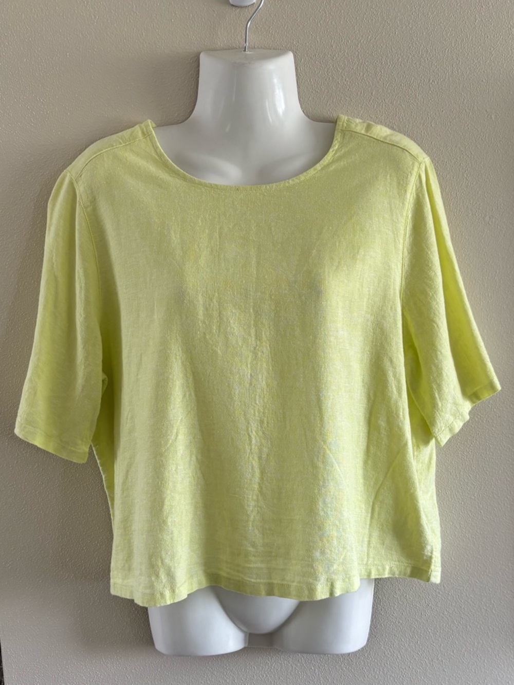 C&C California Yellow Linen Blend Boxy Cropped Oversized Top Button Back Size M - Picture 2 of 7